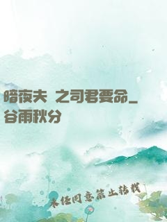暗夜夫寵之司君要命